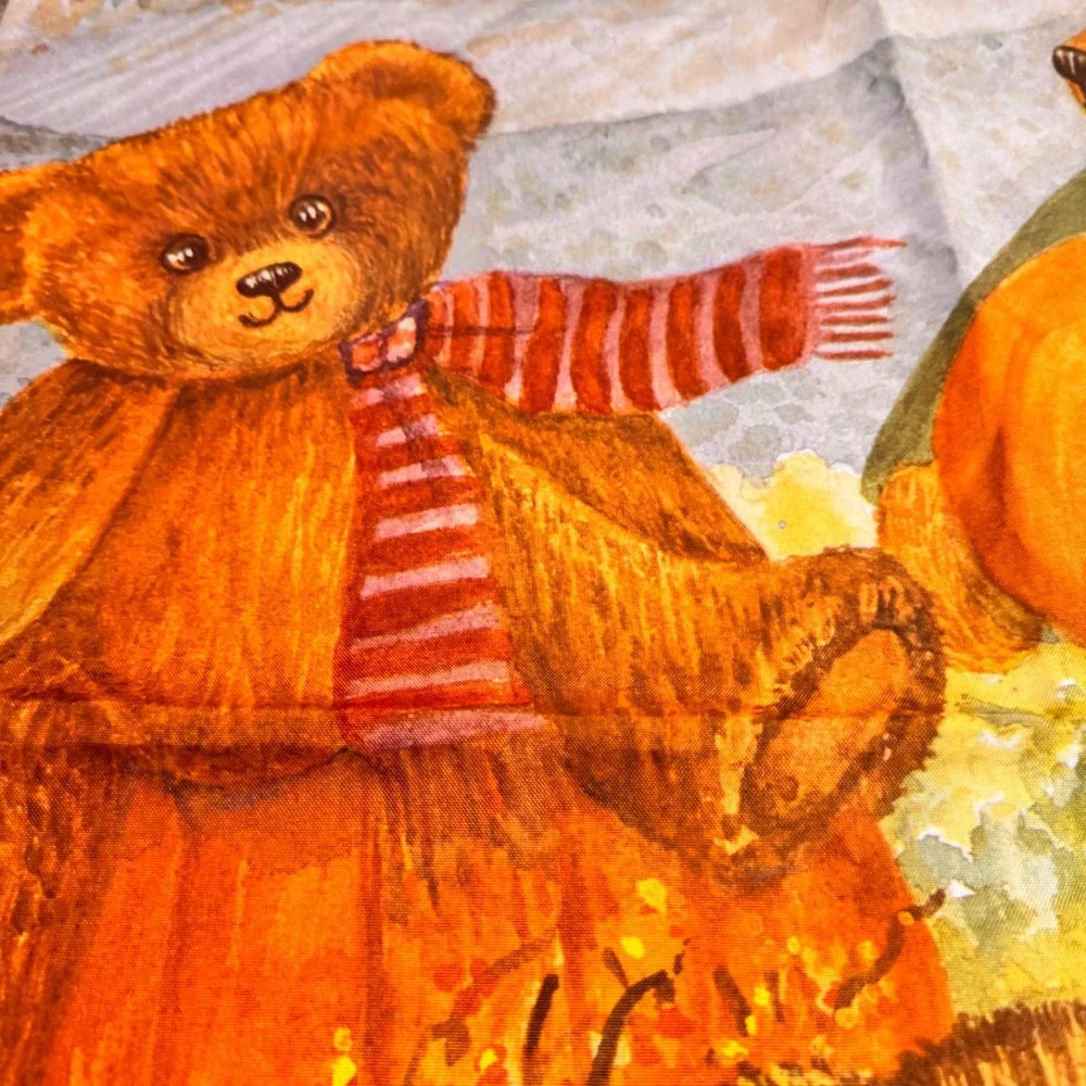 VTG Toland K Tice‎ Phillips Autumn Bears Pumpkins Harvest Large Garden Flag